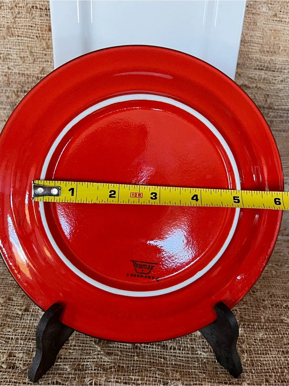 Thomas Germany Red Ceramic Salad Plate with Black Rim - Home Dining